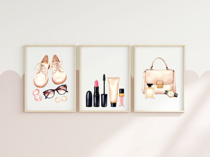 Fashion Prints Set watercolour bedroom dressing room Unframed Wall Art Posters