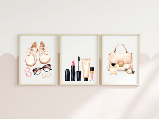 Fashion Prints Set watercolour bedroom dressing room Unframed Wall Art Posters