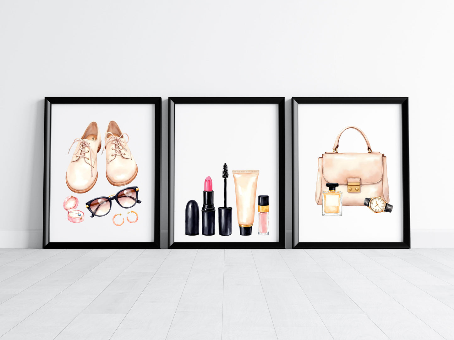 Fashion Prints Set watercolour bedroom dressing room Unframed Wall Art Posters