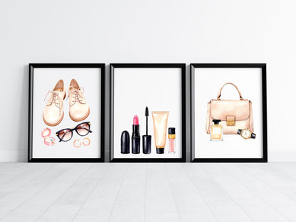 Fashion Prints Set watercolour bedroom dressing room Unframed Wall Art Posters