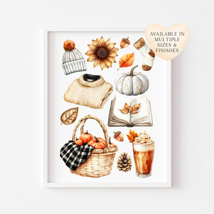 Autumn Mood Board Art Print Cosy rusty orange & black Fall home decor unframed wall art poster