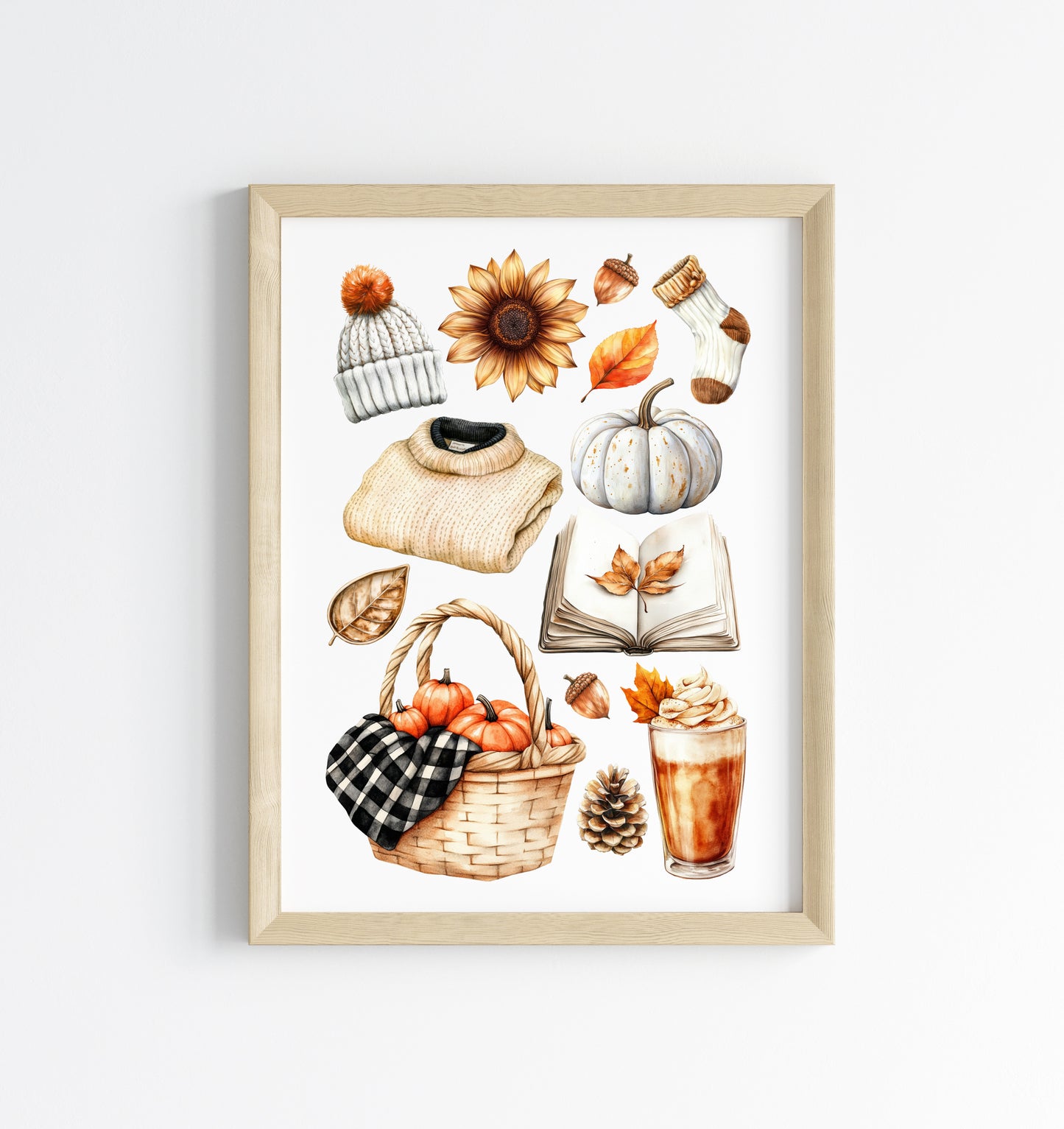 Autumn Mood Board Art Print Cosy rusty orange & black Fall home decor unframed wall art poster