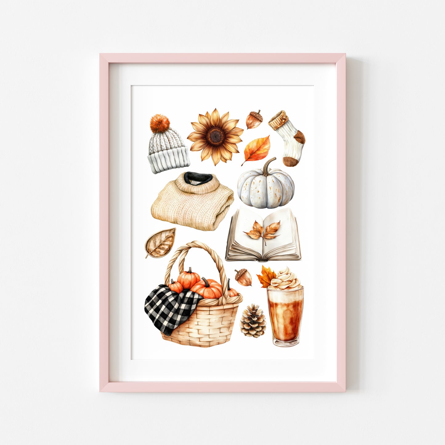 Autumn Mood Board Art Print Cosy rusty orange & black Fall home decor unframed wall art poster
