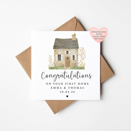 New First home card, congratulations on your new home couples family personalised card with envelope