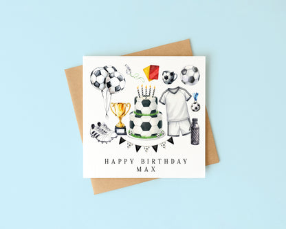 Personalised Football Birthday Card footy themed boys bday card with Envelope