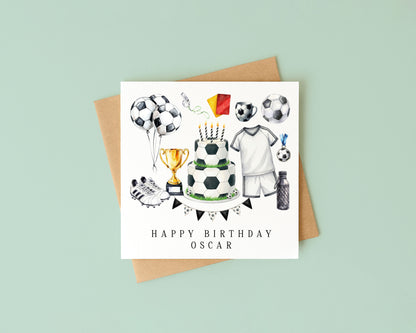 Personalised Football Birthday Card footy themed boys bday card with Envelope