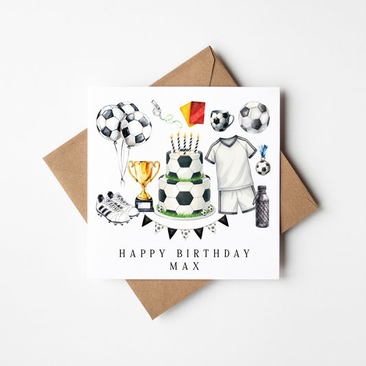 Personalised Football Birthday Card footy themed boys bday card with Envelope