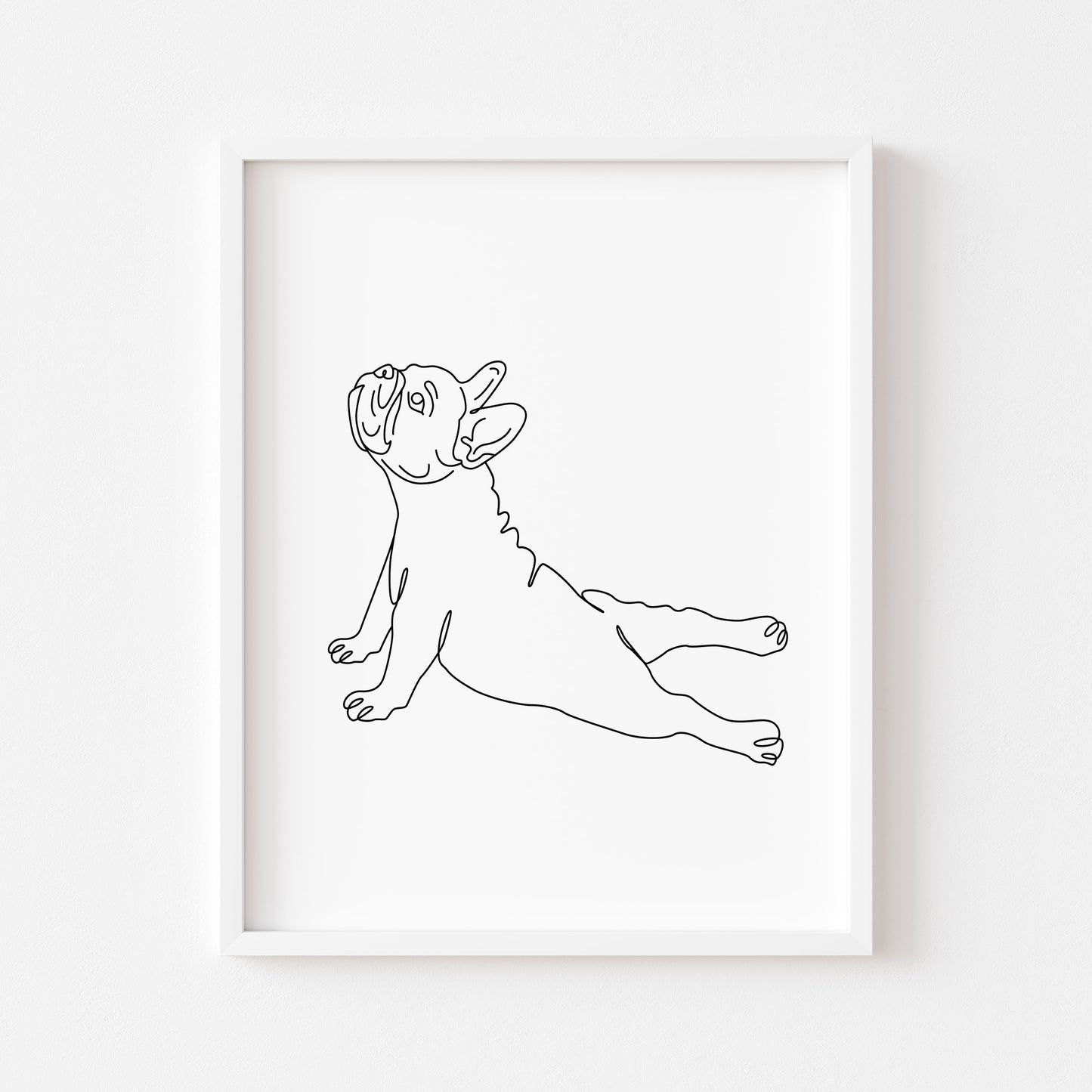 Frenchie Stretch Dog Print Line drawing funny Dog Wall Art unframed poster