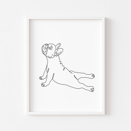 Frenchie Stretch Dog Print Line drawing funny Dog Wall Art unframed poster