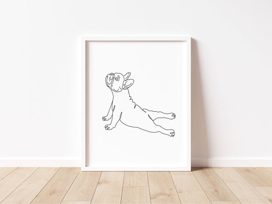 Frenchie Stretch Dog Print Line drawing funny Dog Wall Art unframed poster