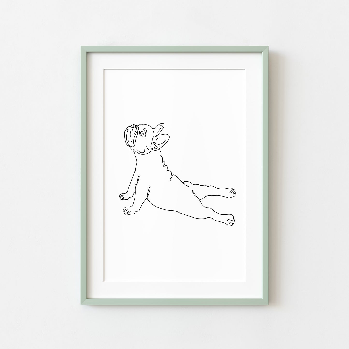 Frenchie Stretch Dog Print Line drawing funny Dog Wall Art unframed poster