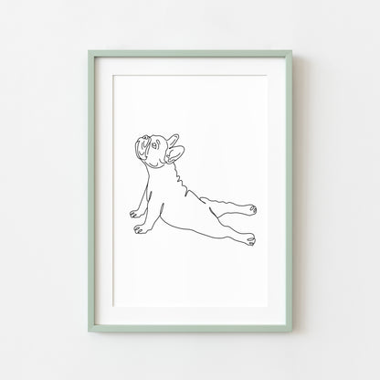 Frenchie Stretch Dog Print Line drawing funny Dog Wall Art unframed poster