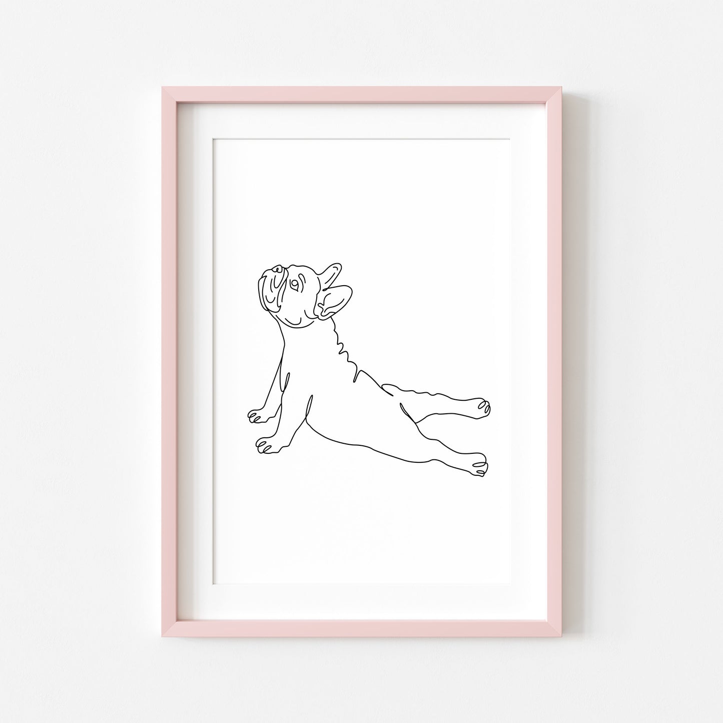 Frenchie Stretch Dog Print Line drawing funny Dog Wall Art unframed poster