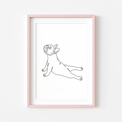 Frenchie Stretch Dog Print Line drawing funny Dog Wall Art unframed poster