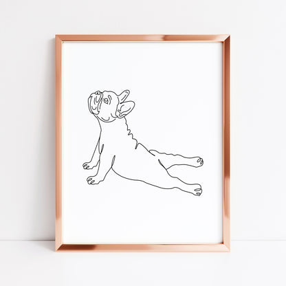 Frenchie Stretch Dog Print Line drawing funny Dog Wall Art unframed poster