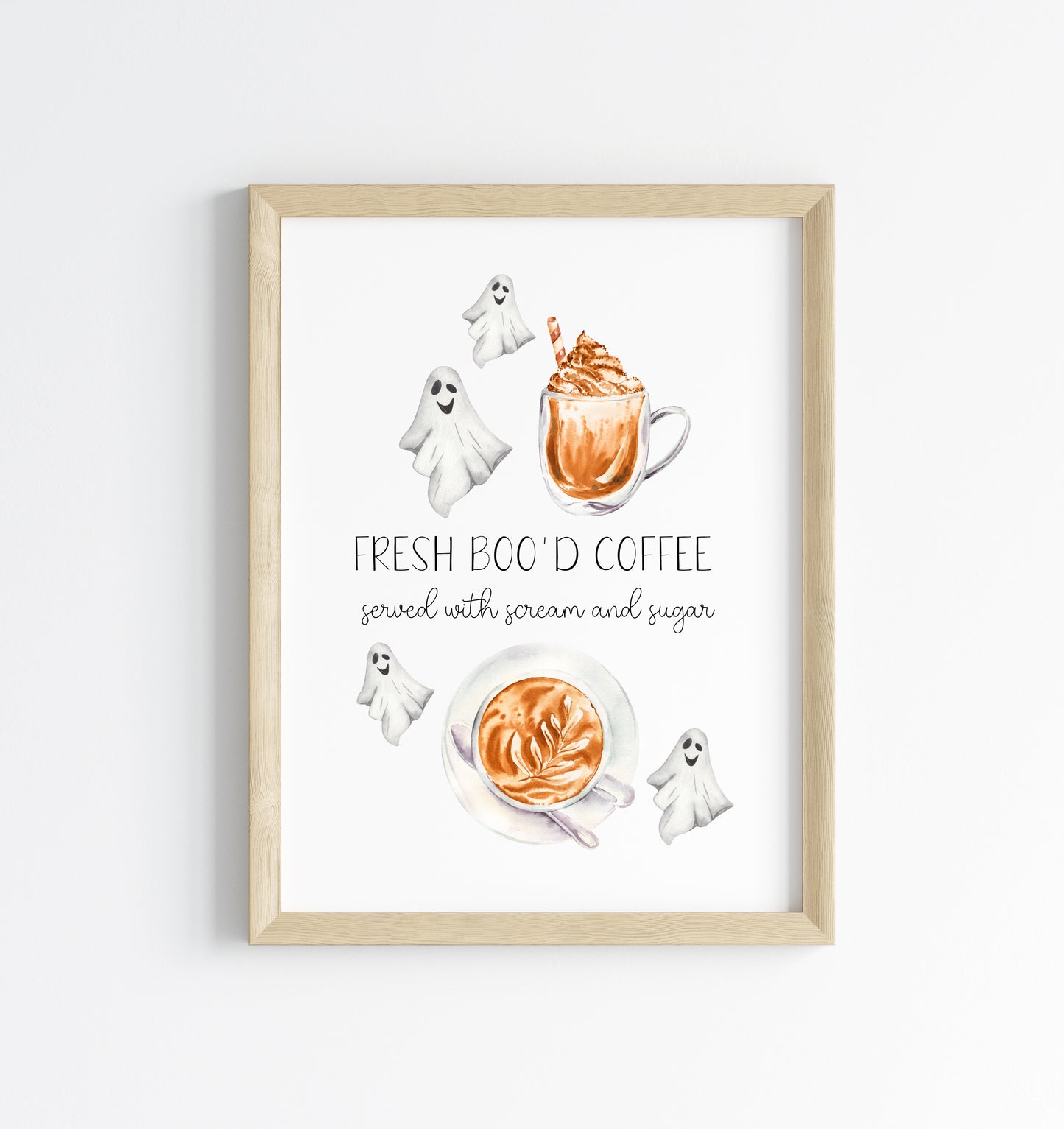 Fresh Boo'd coffee served with sugar & scream spooky ghost coffee halloween unframed wall art poster print