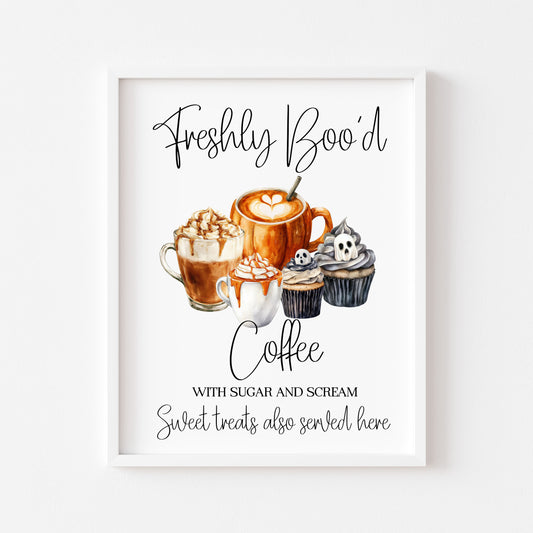 Spooky Ghost Coffee menu Halloween 'Boo'd Coffee' & Sweet treats unframed wall art poster print