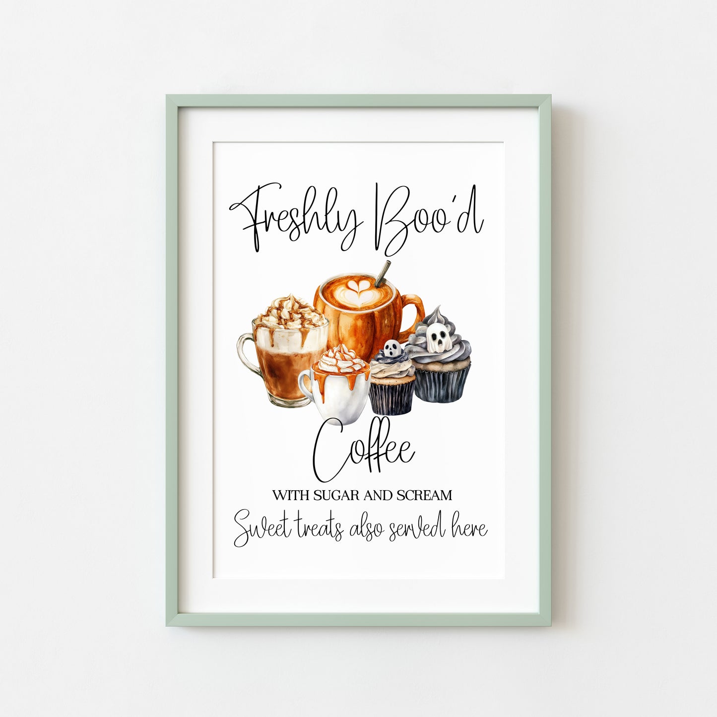 Spooky Ghost Coffee menu Halloween 'Boo'd Coffee' & Sweet treats unframed wall art poster print