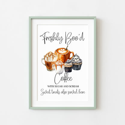 Spooky Ghost Coffee menu Halloween 'Boo'd Coffee' & Sweet treats unframed wall art poster print
