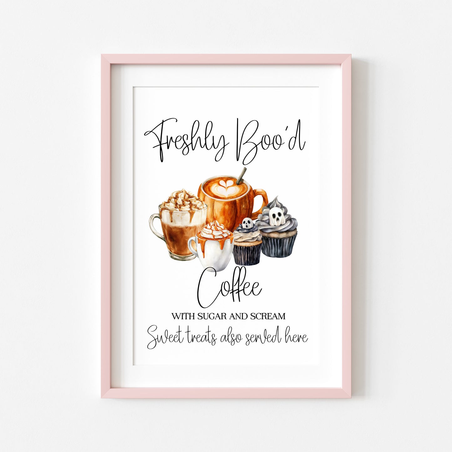 Spooky Ghost Coffee menu Halloween 'Boo'd Coffee' & Sweet treats unframed wall art poster print