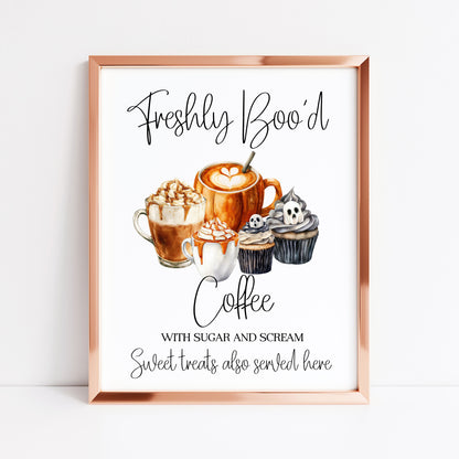 Spooky Ghost Coffee menu Halloween 'Boo'd Coffee' & Sweet treats unframed wall art poster print