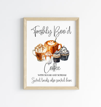 Spooky Ghost Coffee menu Halloween 'Boo'd Coffee' & Sweet treats unframed wall art poster print