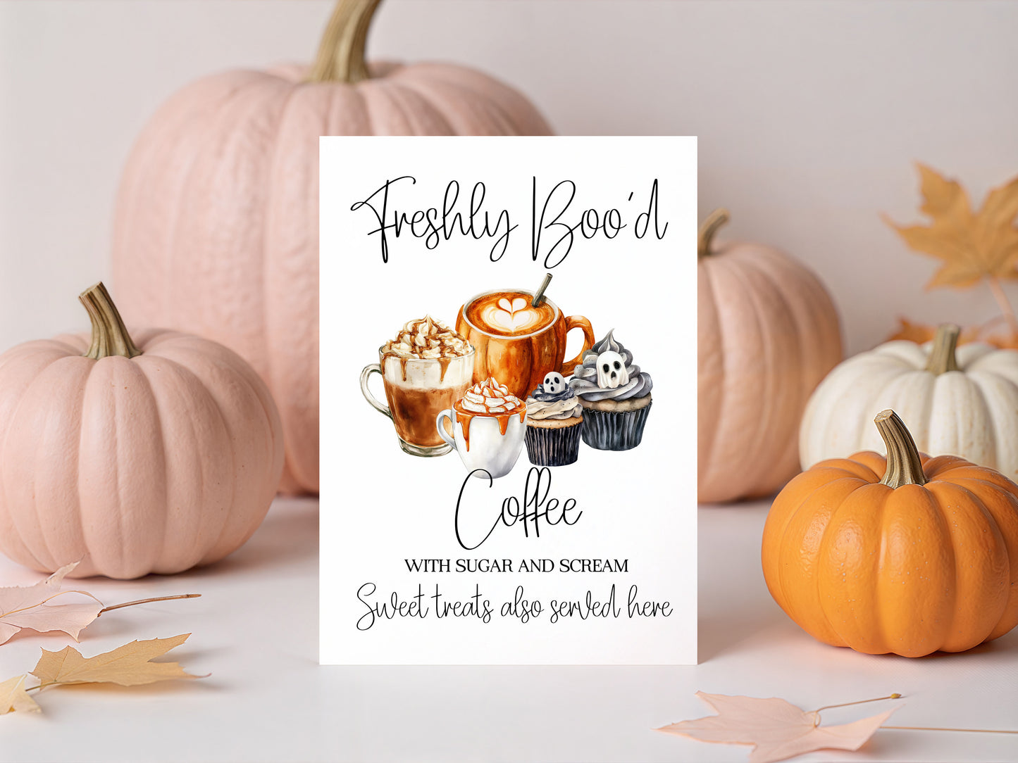 Spooky Ghost Coffee menu Halloween 'Boo'd Coffee' & Sweet treats unframed wall art poster print