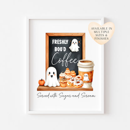 Spooky Ghost Coffee menu Halloween 'Boo'd Coffee' unframed wall art poster print
