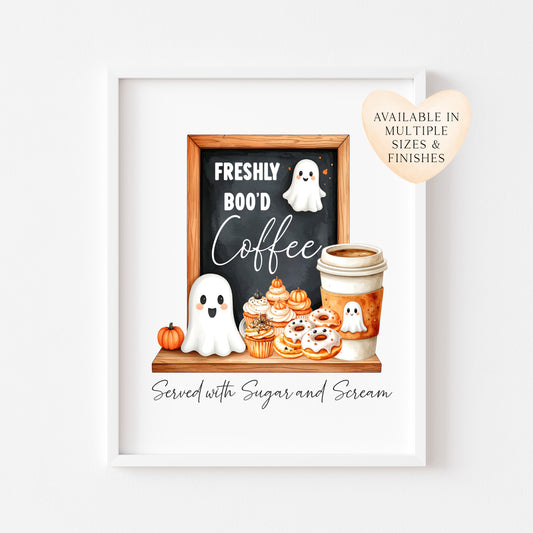 Spooky Ghost Coffee menu Halloween 'Boo'd Coffee' unframed wall art poster print