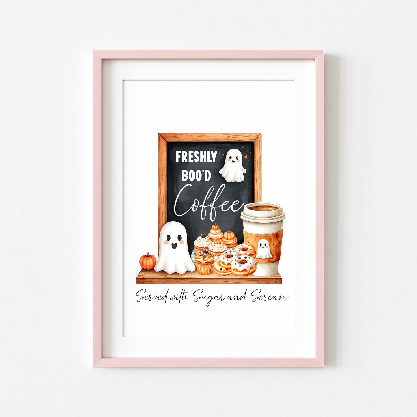 Spooky Ghost Coffee menu Halloween 'Boo'd Coffee' unframed wall art poster print