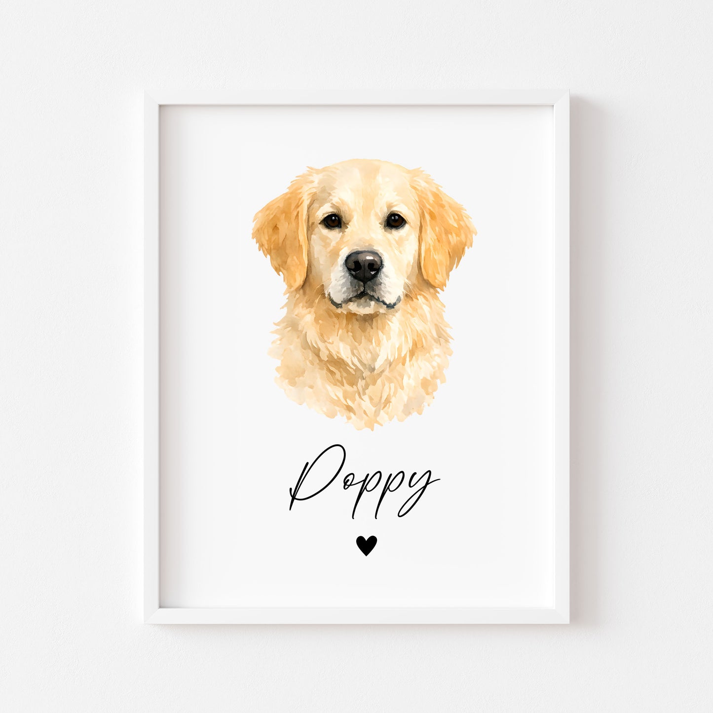 Personalised Golden Retriever Dog Print Custom Name Pet portrait watercolour unframed wall art poster