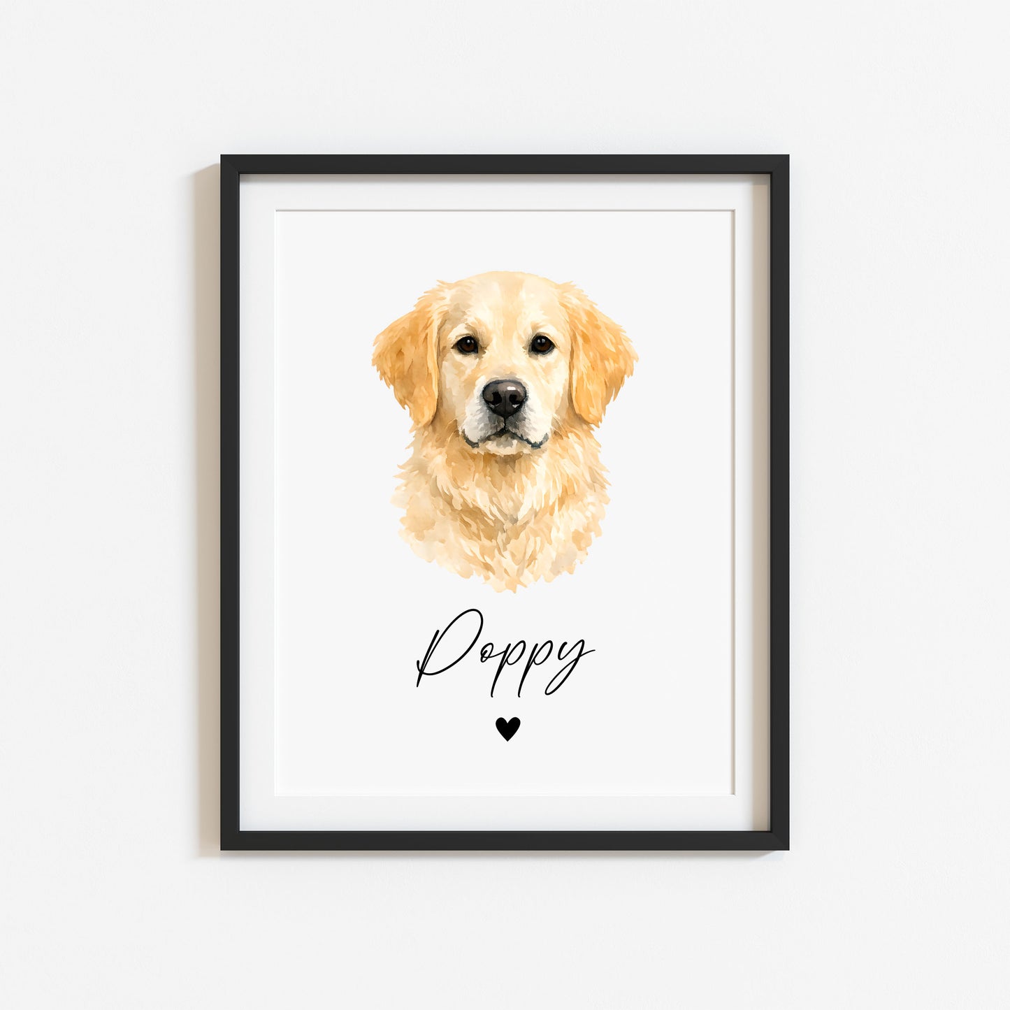 Personalised Golden Retriever Dog Print Custom Name Pet portrait watercolour unframed wall art poster