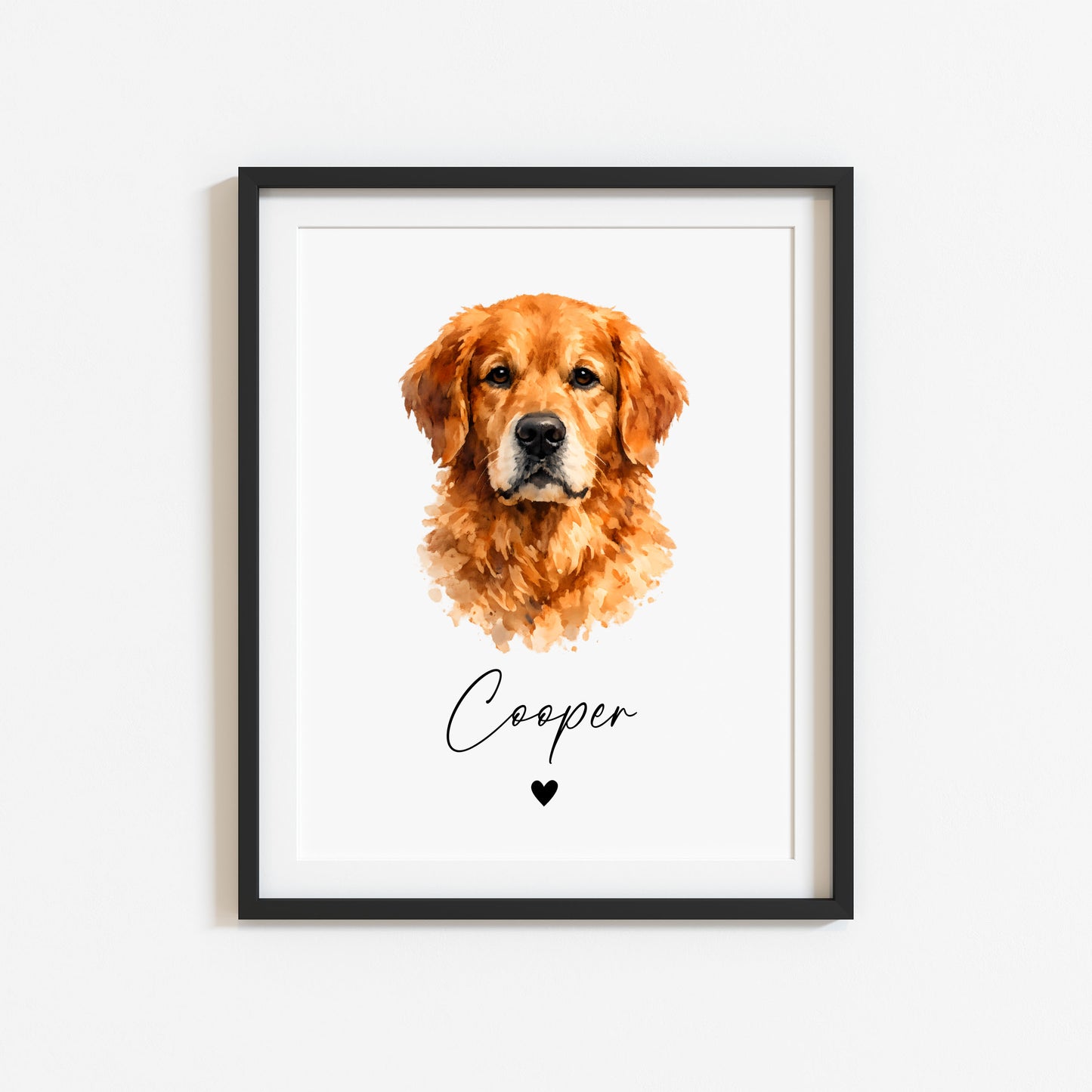 Personalised Golden Retriever Dog Print Custom Name Pet portrait watercolour unframed wall art poster