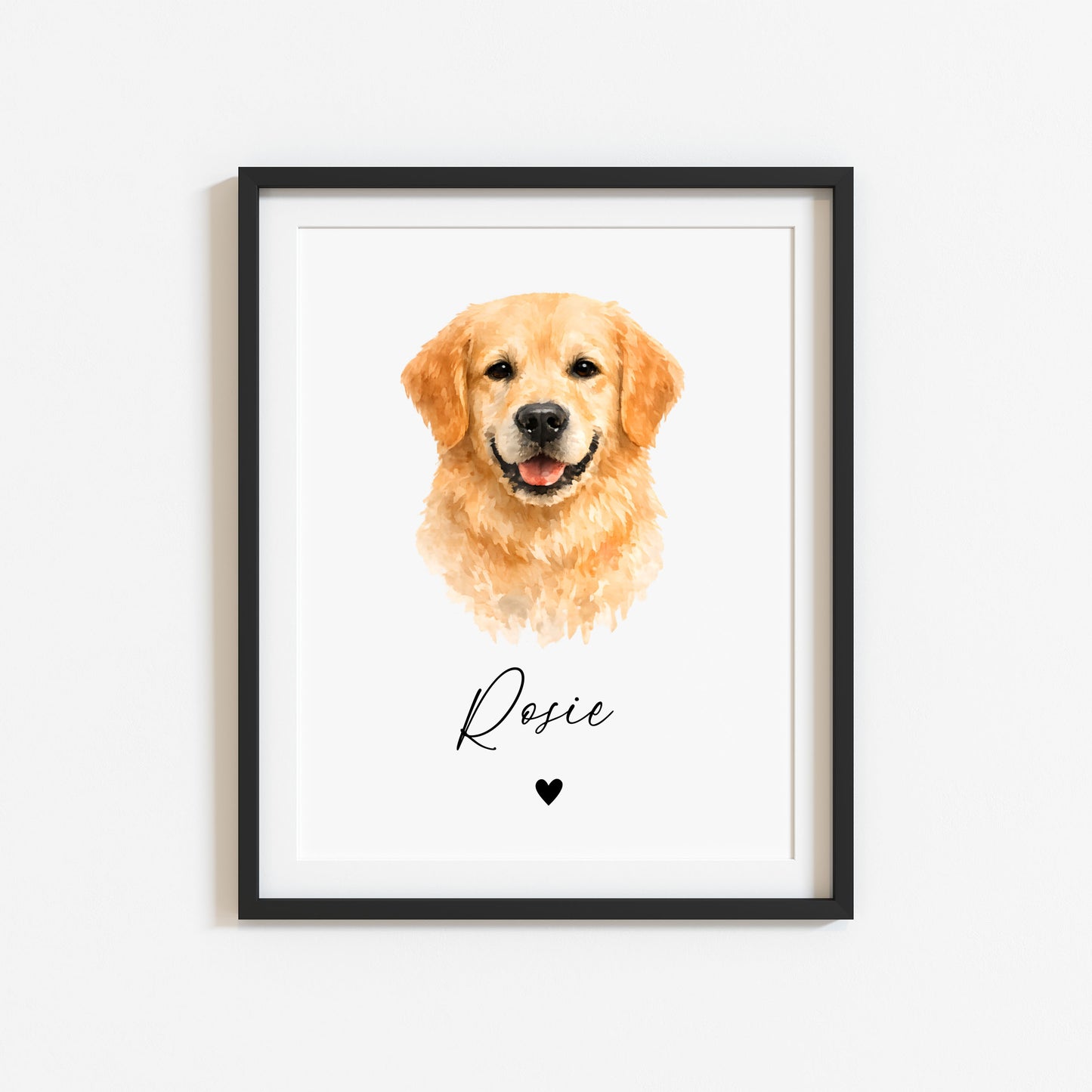 Personalised Golden Retriever Dog Print Custom Name Pet portrait watercolour unframed wall art poster