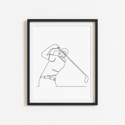 Golf line drawing illustration golfing mens unframed wall art poster print