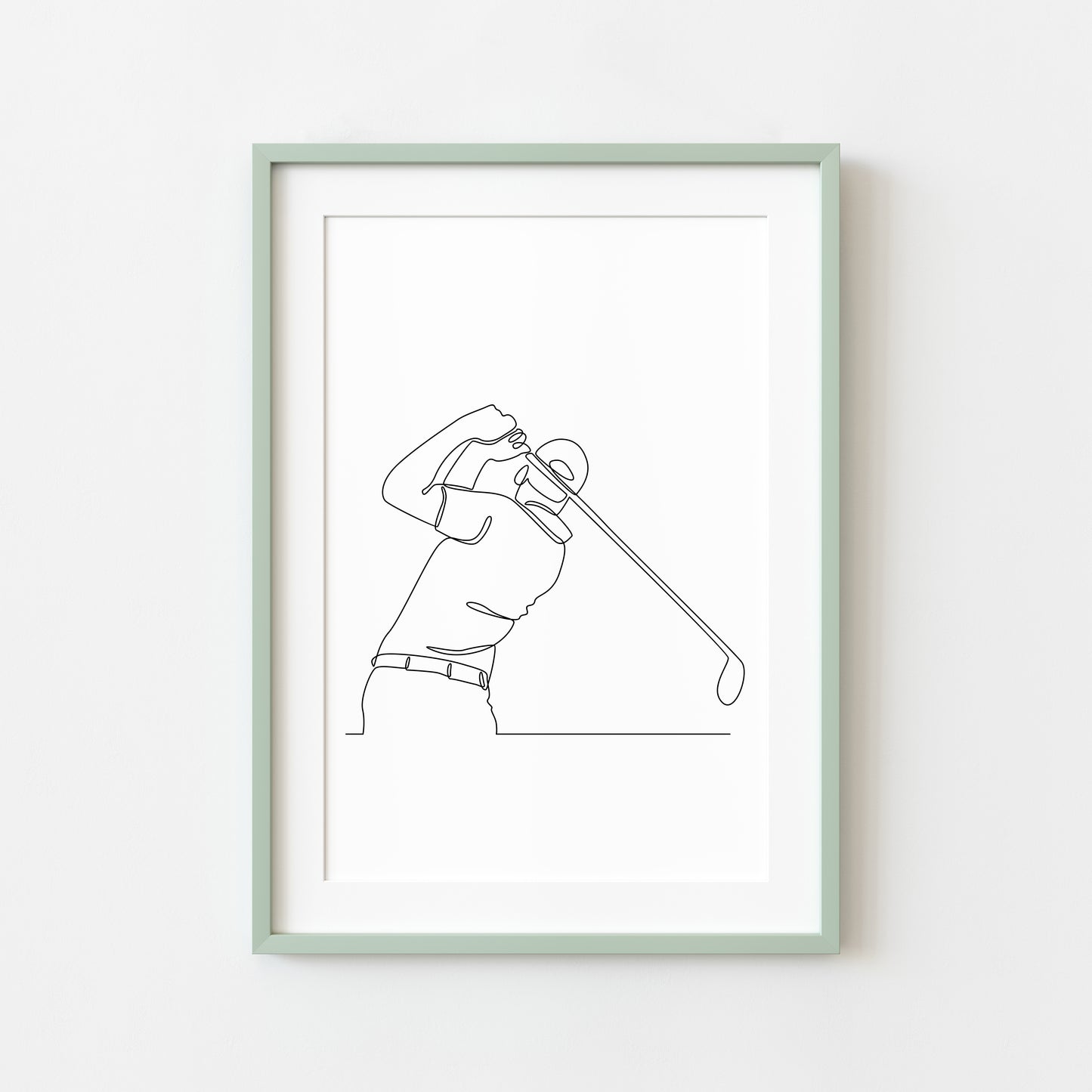 Golf line drawing illustration golfing mens unframed wall art poster print