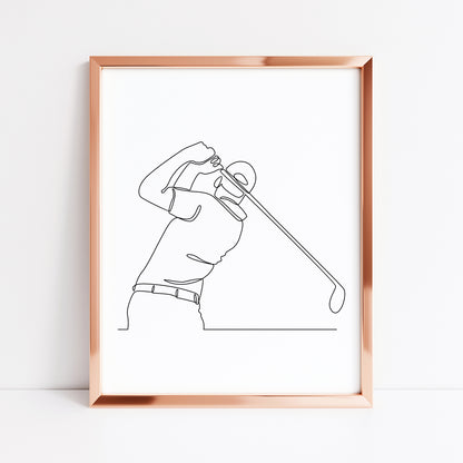 Golf line drawing illustration golfing mens unframed wall art poster print