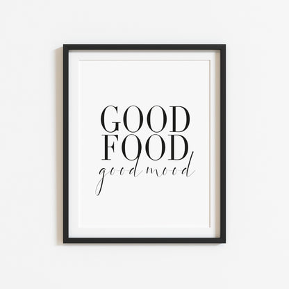 Good food good mood funny kitchen food home sign unframed wall art poster print