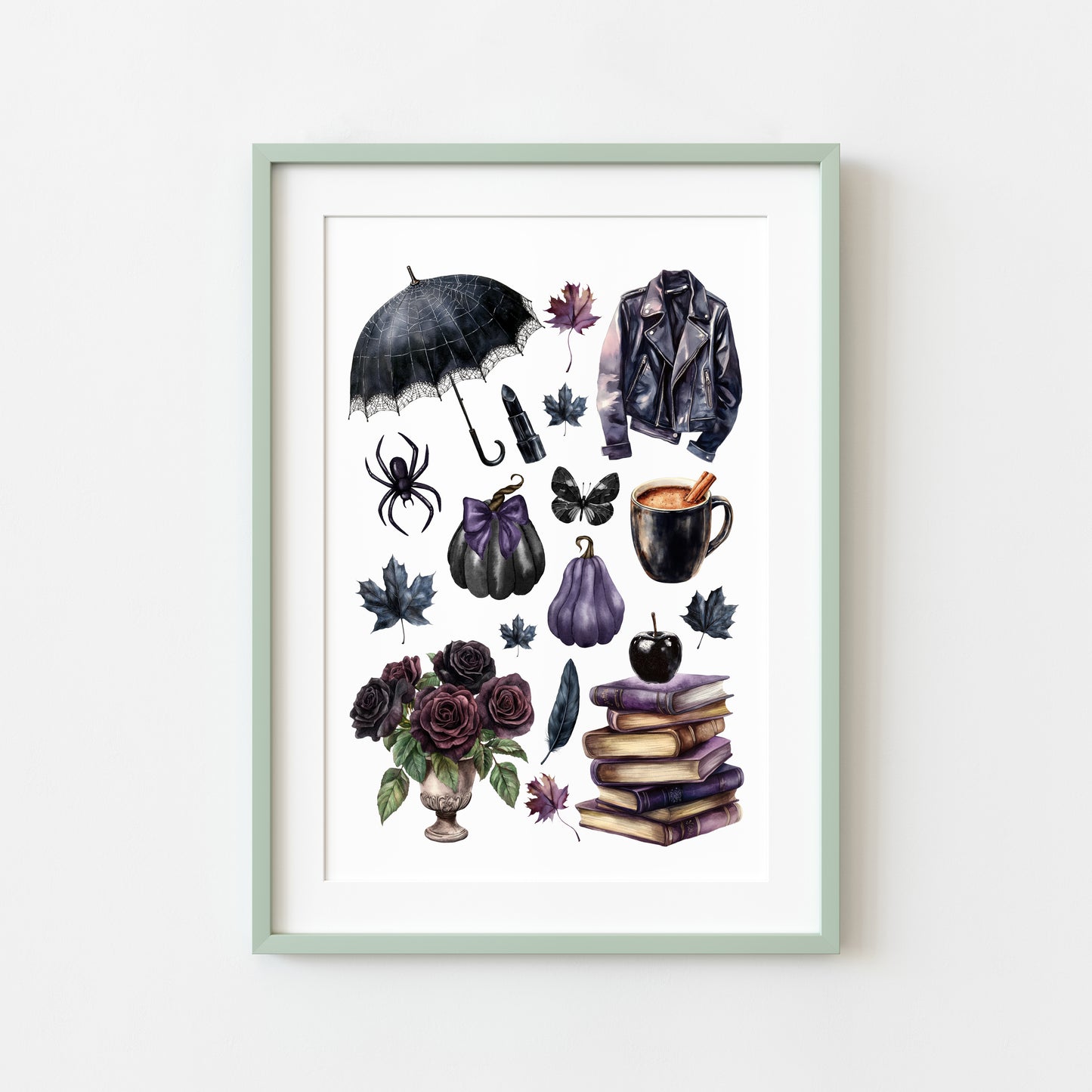 Black & Purple Halloween Mood board black gothic Spooky unframed wall art poster print