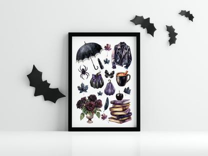 Black & Purple Halloween Mood board black gothic Spooky unframed wall art poster print