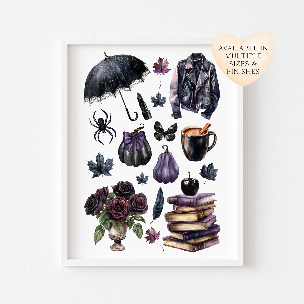 Black & Purple Halloween Mood board black gothic Spooky unframed wall art poster print
