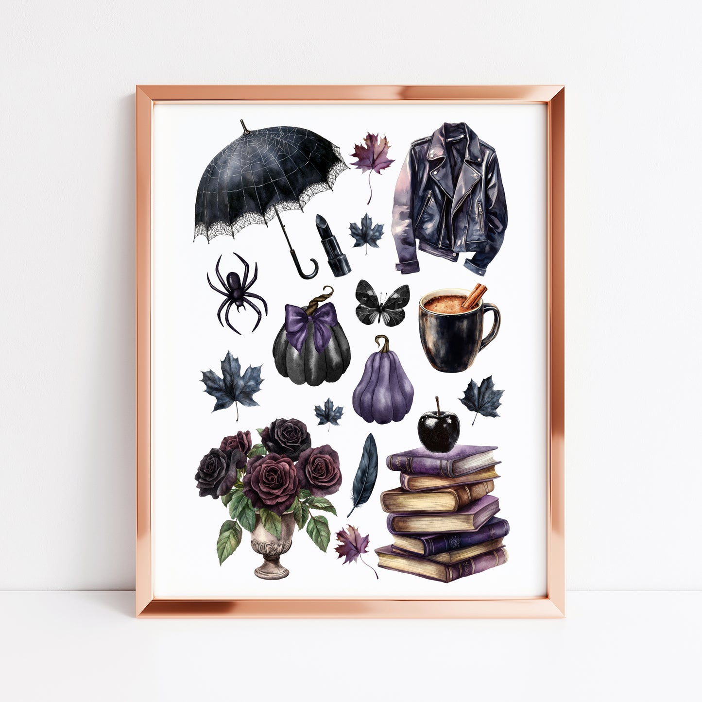 Black & Purple Halloween Mood board black gothic Spooky unframed wall art poster print