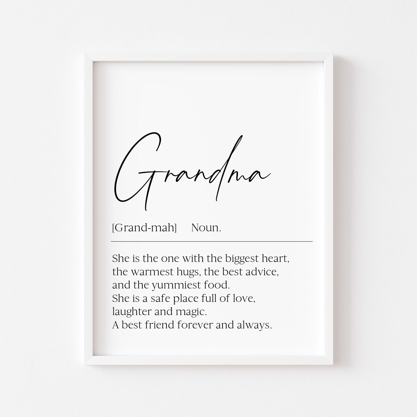 Nana, Nan, Nanny, Grandma Definition Print Sentimental Grandparent Gift, Unframed Wall Art