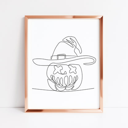 Line drawing Halloween Pumpkin Jack Print Spooky unframed wall art poster print