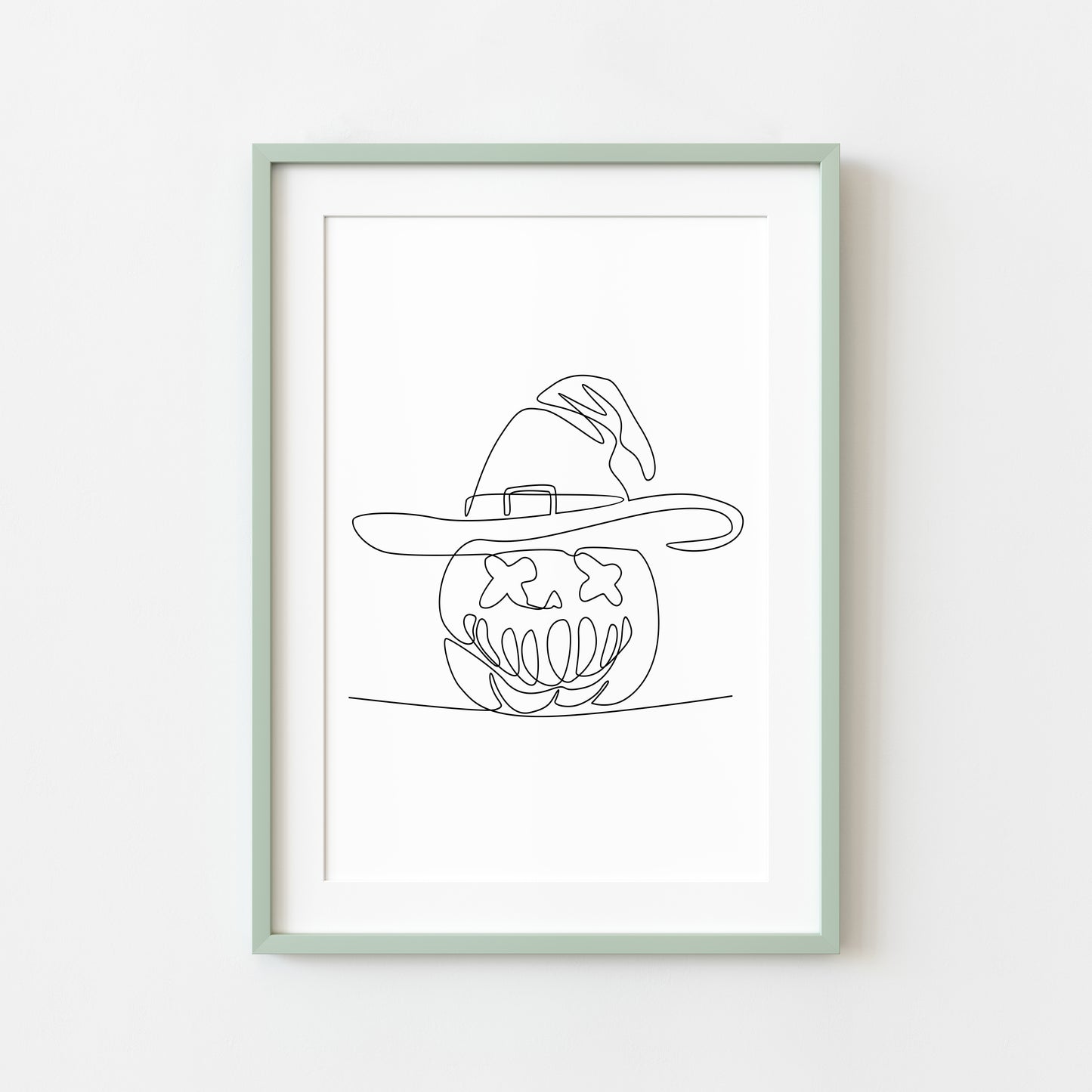 Line drawing Halloween Pumpkin Jack Print Spooky unframed wall art poster print