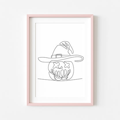Line drawing Halloween Pumpkin Jack Print Spooky unframed wall art poster print