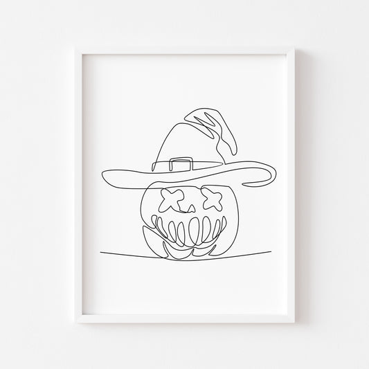 Line drawing Halloween Pumpkin Jack Print Spooky unframed wall art poster print