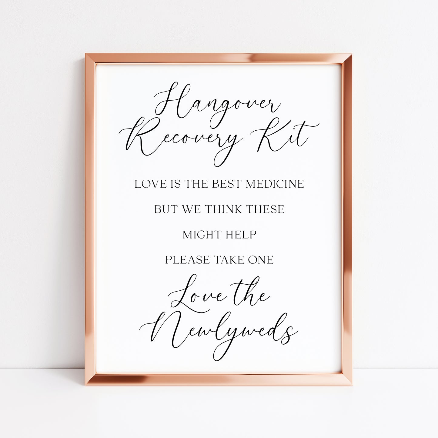 Hangover Recovery Kit Wedding Print wedding day sign Decor (Unframed)