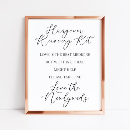 Hangover Recovery Kit Wedding Print wedding day sign Decor (Unframed)