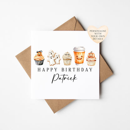 Halloween Birthday card Personalised unique seasonal card with envelope